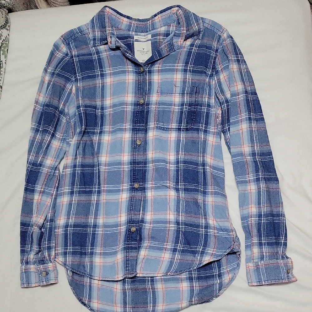 Flannel Plaid Boyfriend Button Up Shirt
